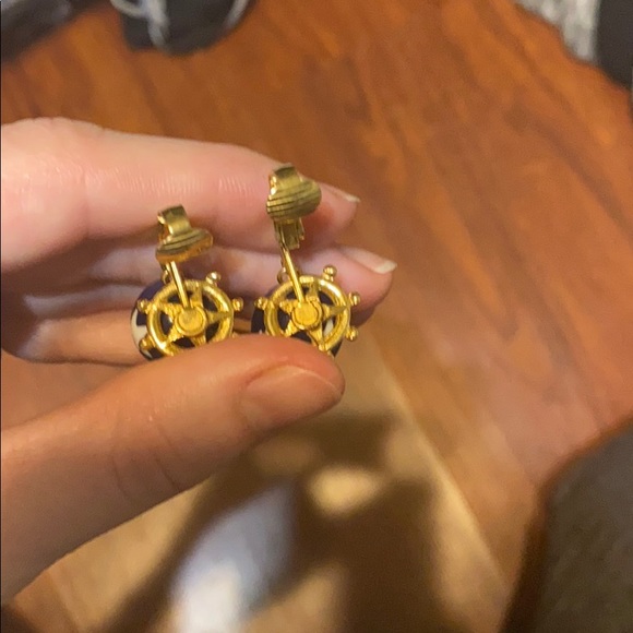 Vintage marine time clip on earrings. - Picture 2 of 4